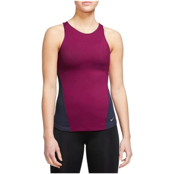 Nike Yoga NWT Women's Dri-Fit Fuchsia/Navy Athletic Top, Size Medium - Picture 1 of 7